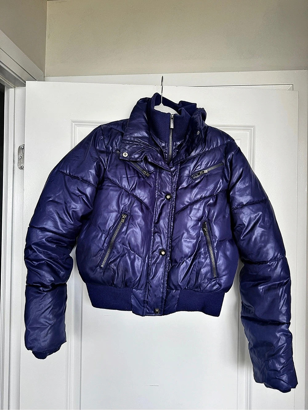 Grane Purple Puffer Cropped Jacket Size Small Like New